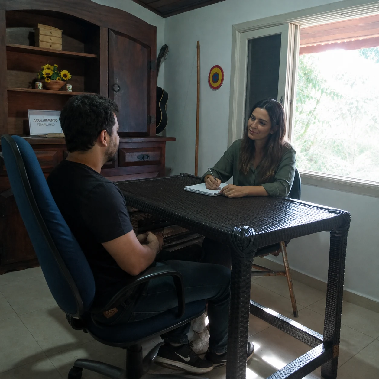Conversa de orientação em ambiente reservado
