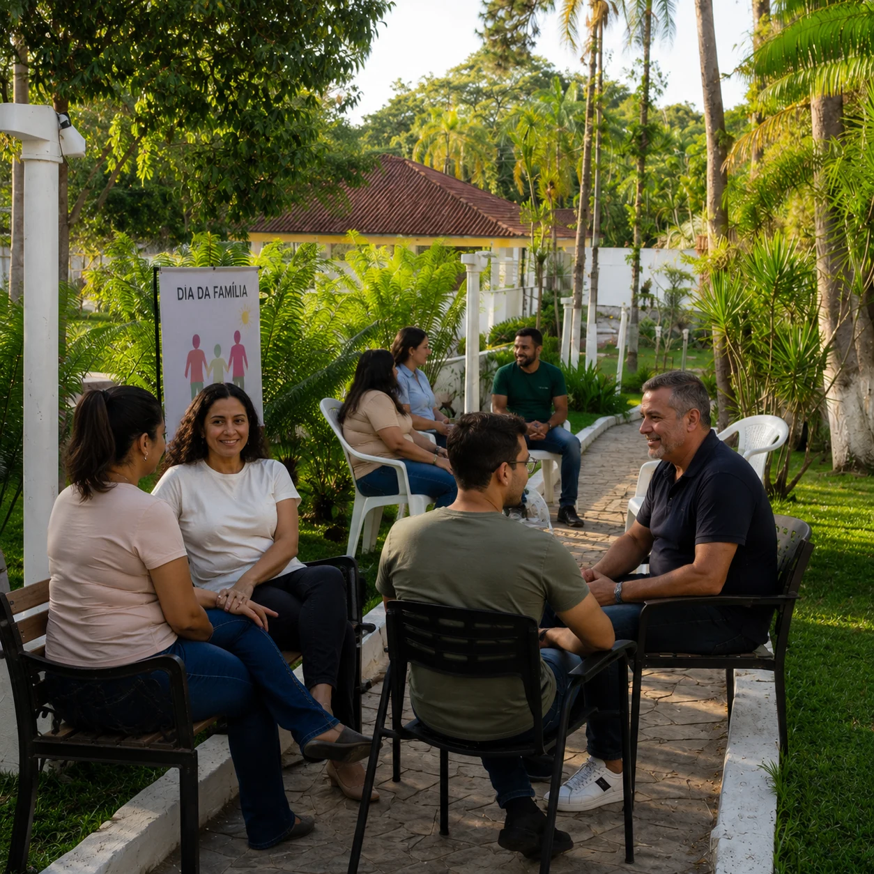 Famílias em momento de convivência na comunidade